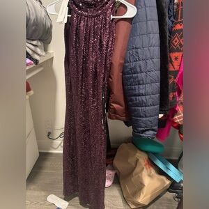 Calvin Klein NWT s14 Sequins Long dress, Burgundy, Haltered
